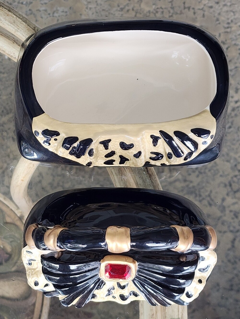 David's Cookies "Animal Print" With Ruby Jar, Ceramic Purse Cookie/Trinket Box - Picture 6 of 14
